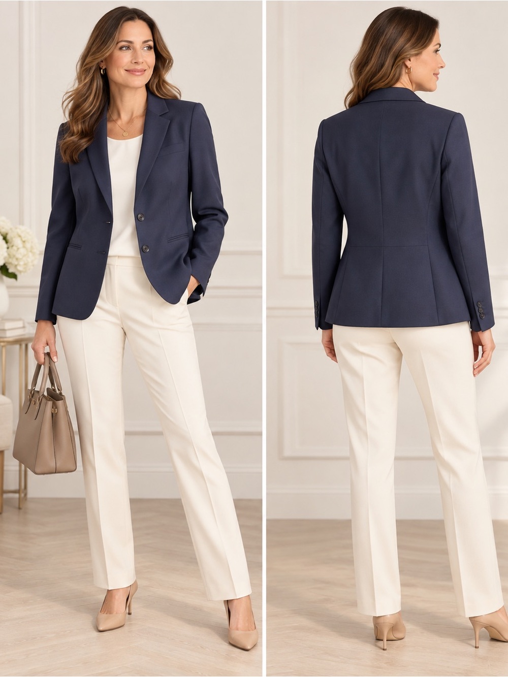 Talbots Navy Wool Blend Two Button Blazer Size 16 NWOT Career Classic